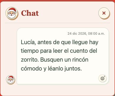 Mensaje abierto en la vista infantil de un ensayo privado. Es el mismo texto ficticio del editor. Captura auténtica sin el fondo del mapa.